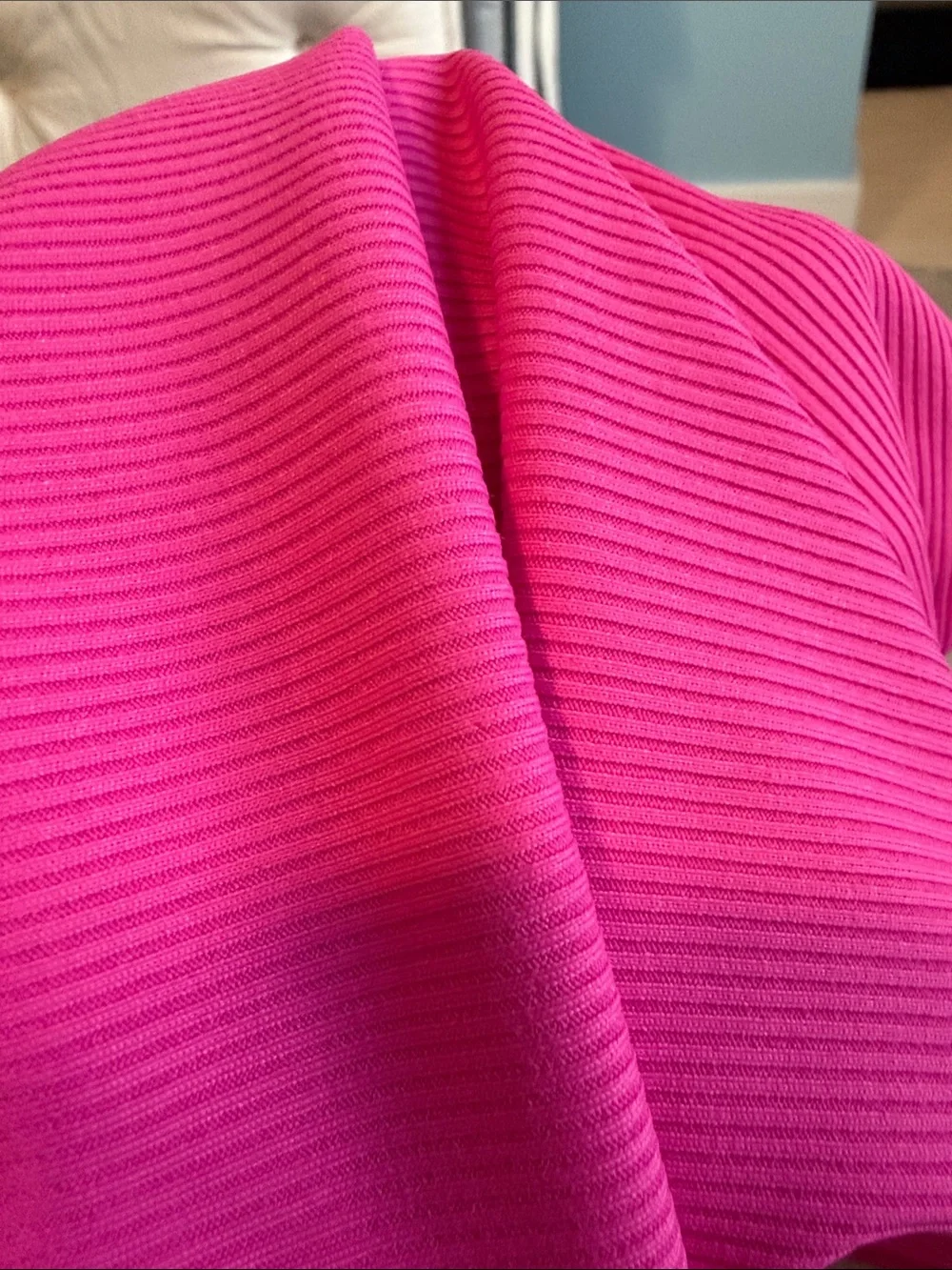 Ribbed Hot Pink Ruffled Two-Piece Swim Bikini Set